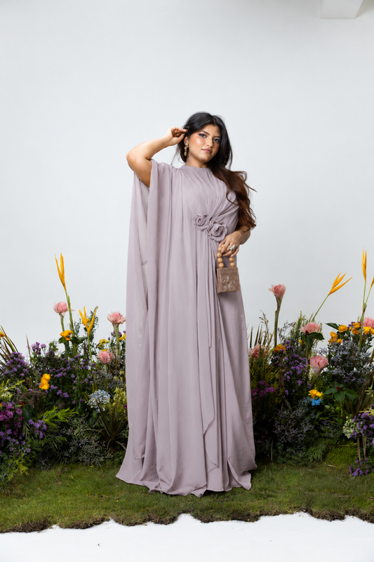 Rose Drape Dress in Mauve
