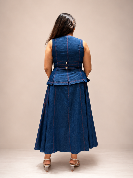 Denim Flared Skirt