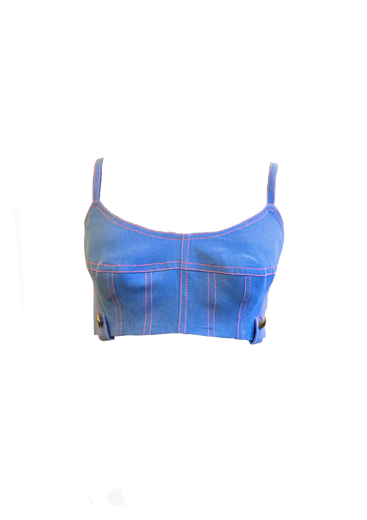 Denim Bralette in Dark Blue