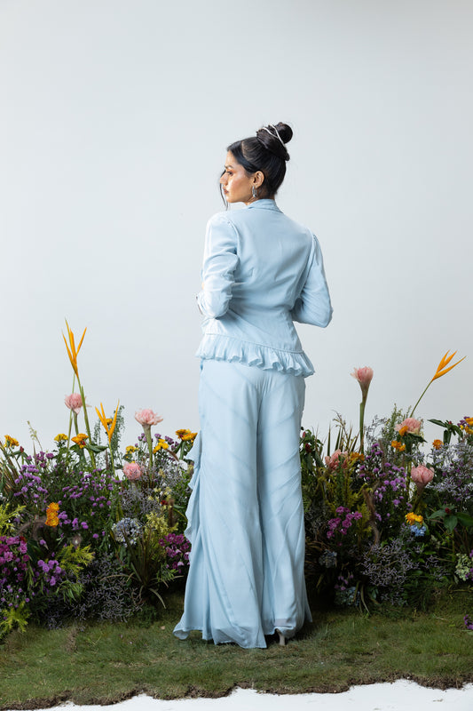 Carnation Asymmetric Pants in Ice Blue