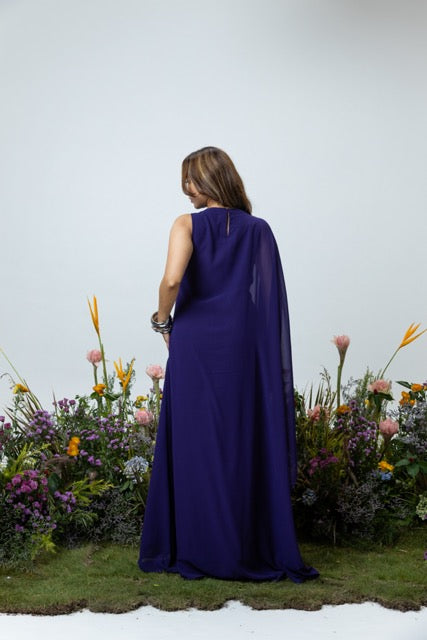 Rose Drape Dress in Purple