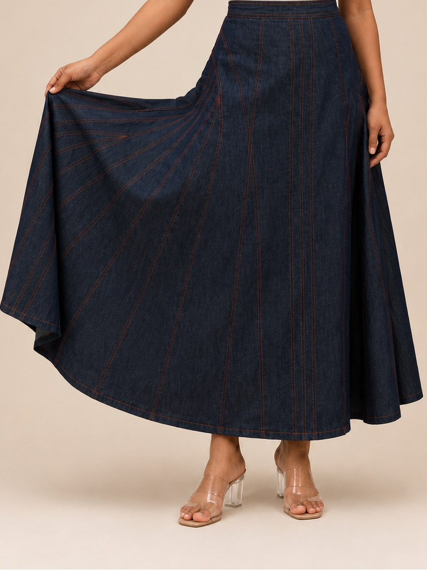 Denim Flared Skirt