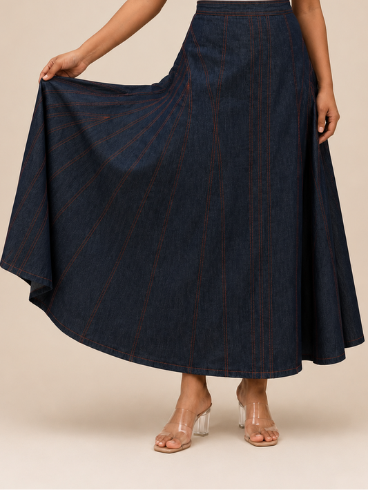 Denim Flared Skirt