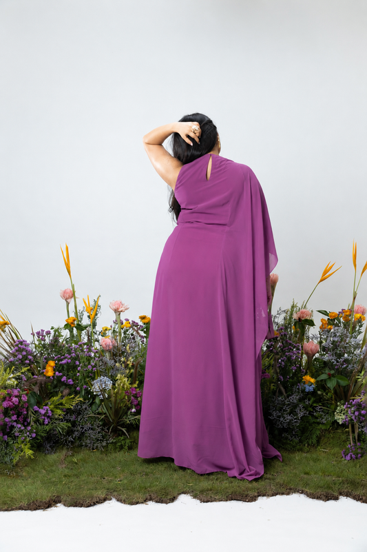 Rose Drape Dress in Orchid