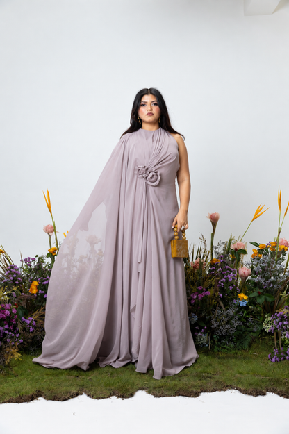 Rose Drape Dress in Mauve