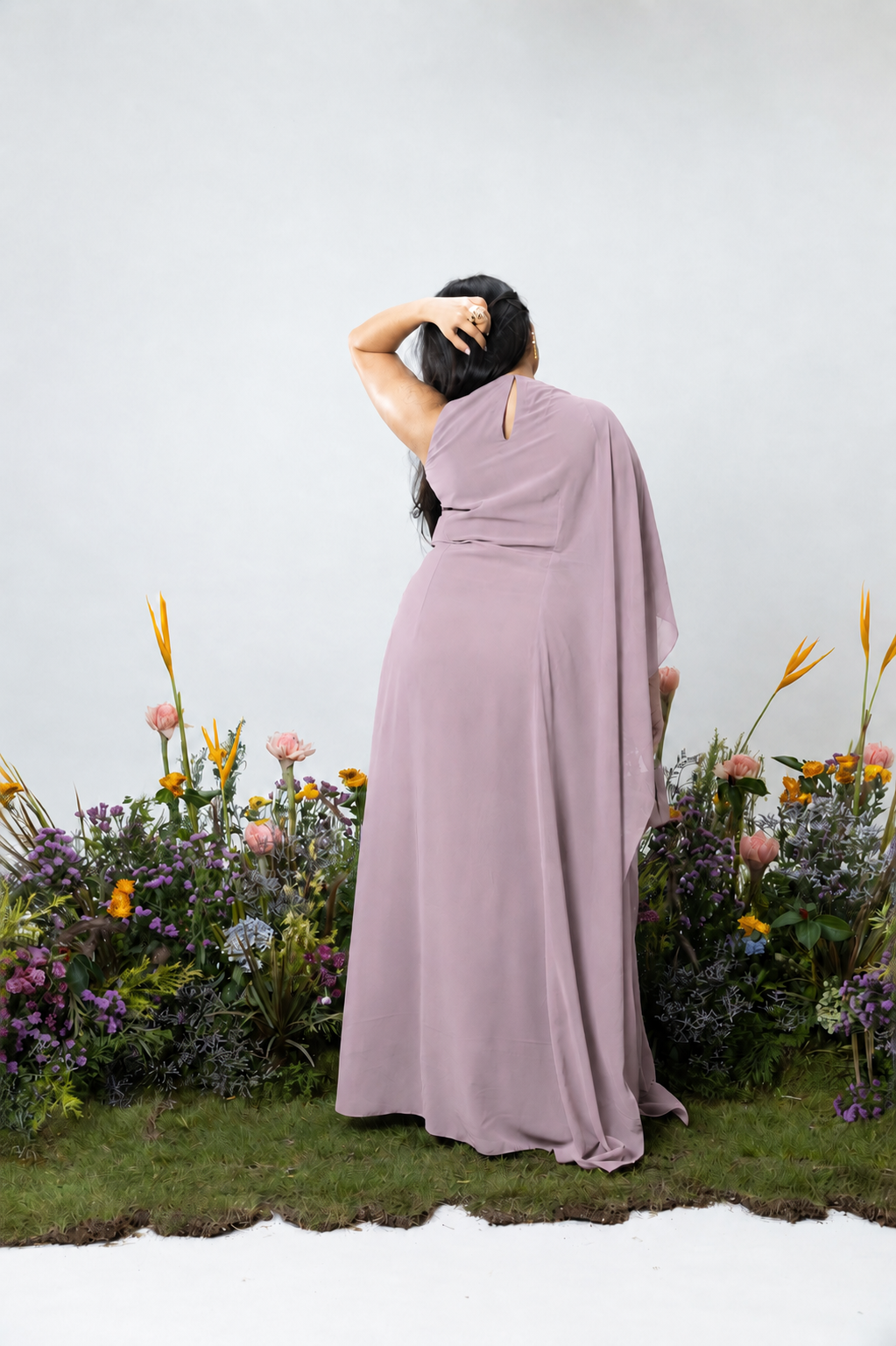 Rose Drape Dress in Mauve