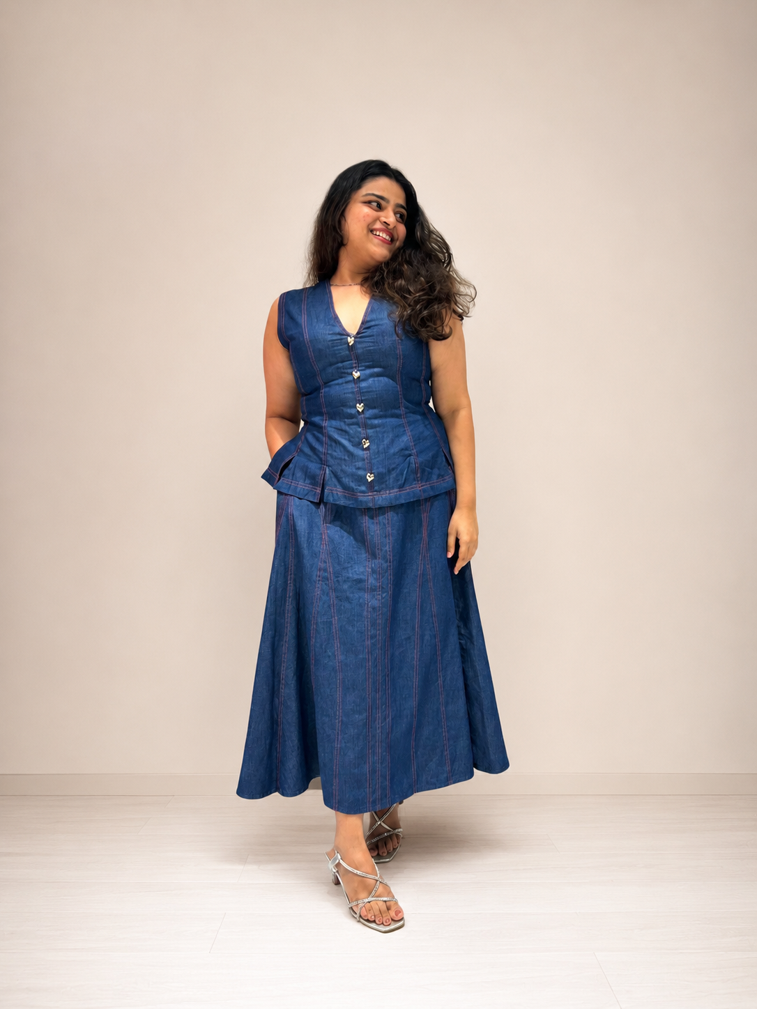 Denim Flared Skirt