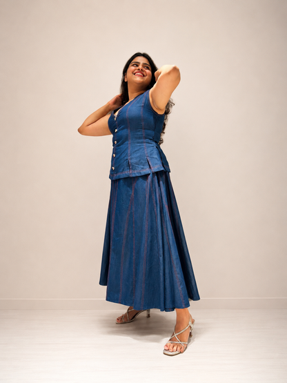 Denim Flared Skirt