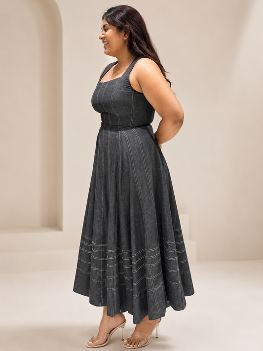 Denim Flared Dress