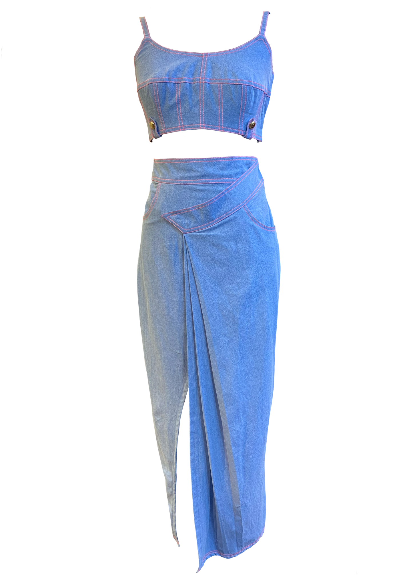 DENIM PLEATED SKIRT