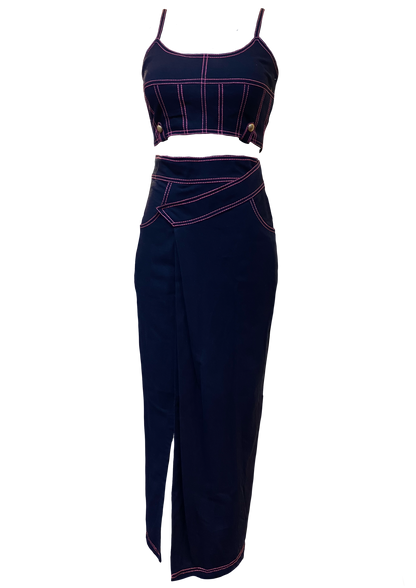 DENIM PLEATED SKIRT