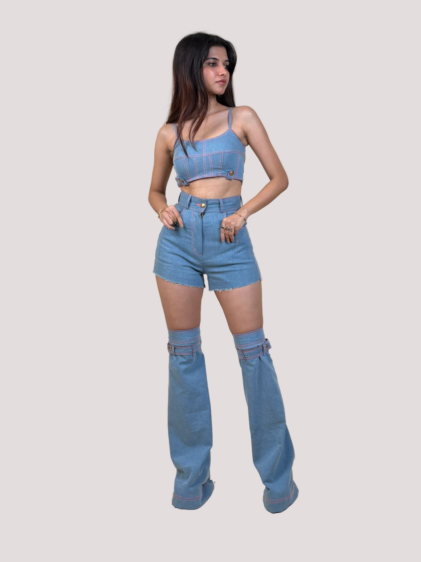 Denim Bralette in Light Blue