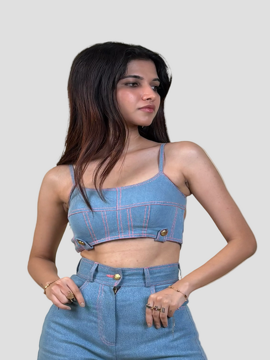 DENIM BRALETTE IN LIGHT BLUE