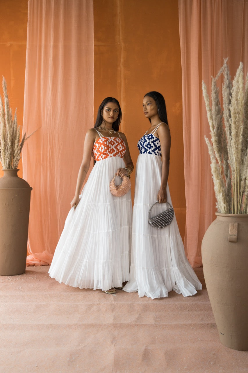 Maya Long Gathered Dress