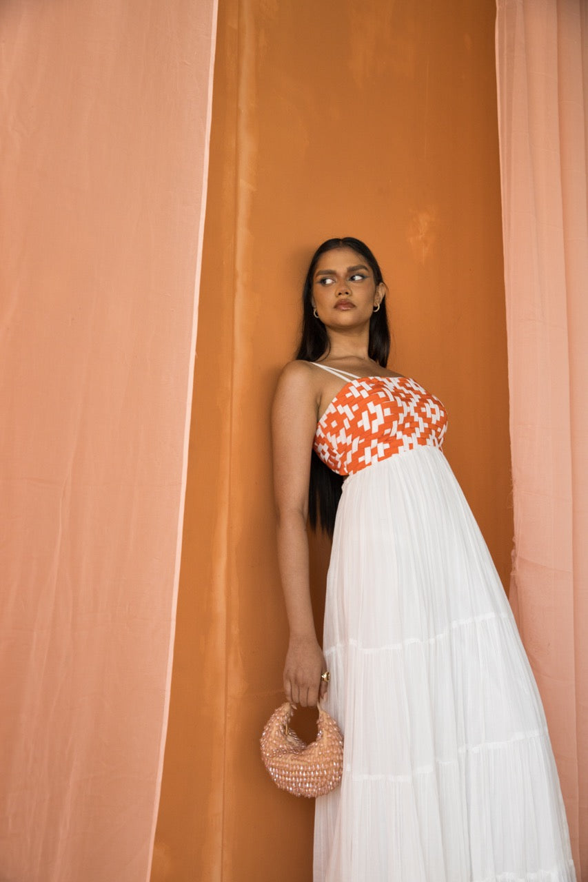 Maya Long Gathered Dress