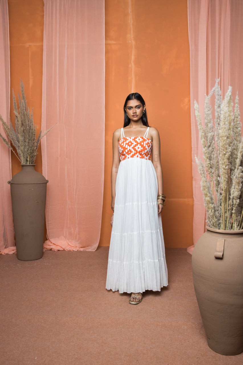 Maya Long Gathered Dress