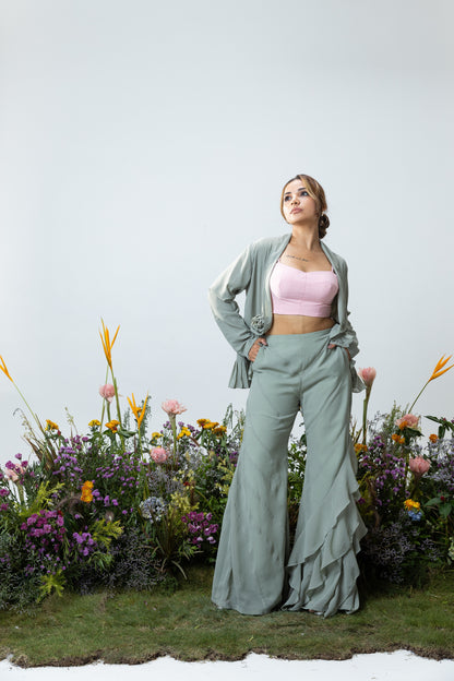Carnation Asymmetric Pants in Sage