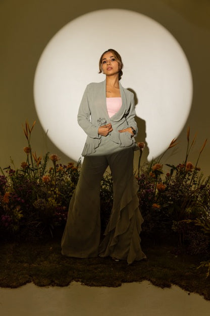 Carnation Asymmetric Pants in Sage