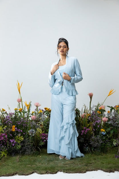 Carnation Asymmetric Pants in Ice Blue
