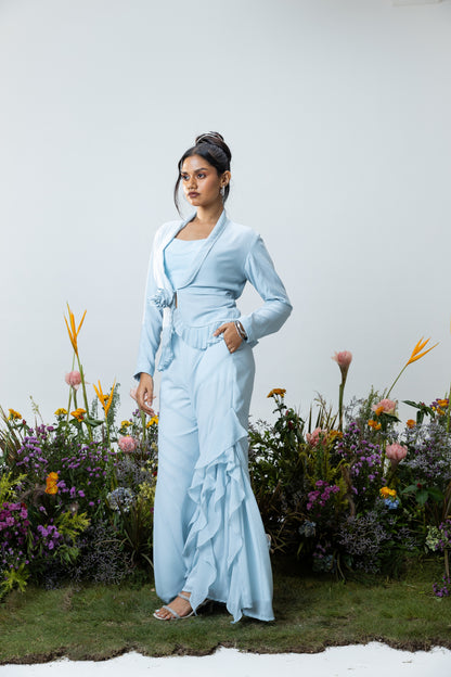 Carnation Asymmetric Pants in Ice Blue