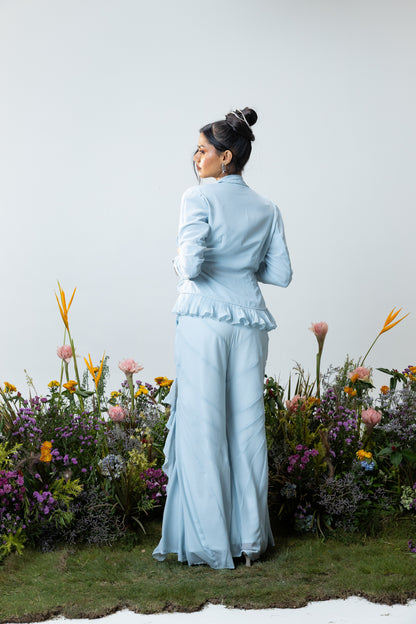Carnation Asymmetric Pants in Ice Blue