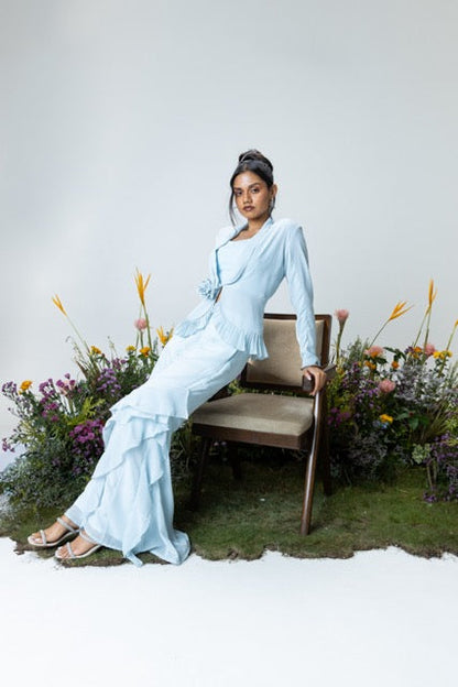 Carnation Asymmetric Pants in Ice Blue
