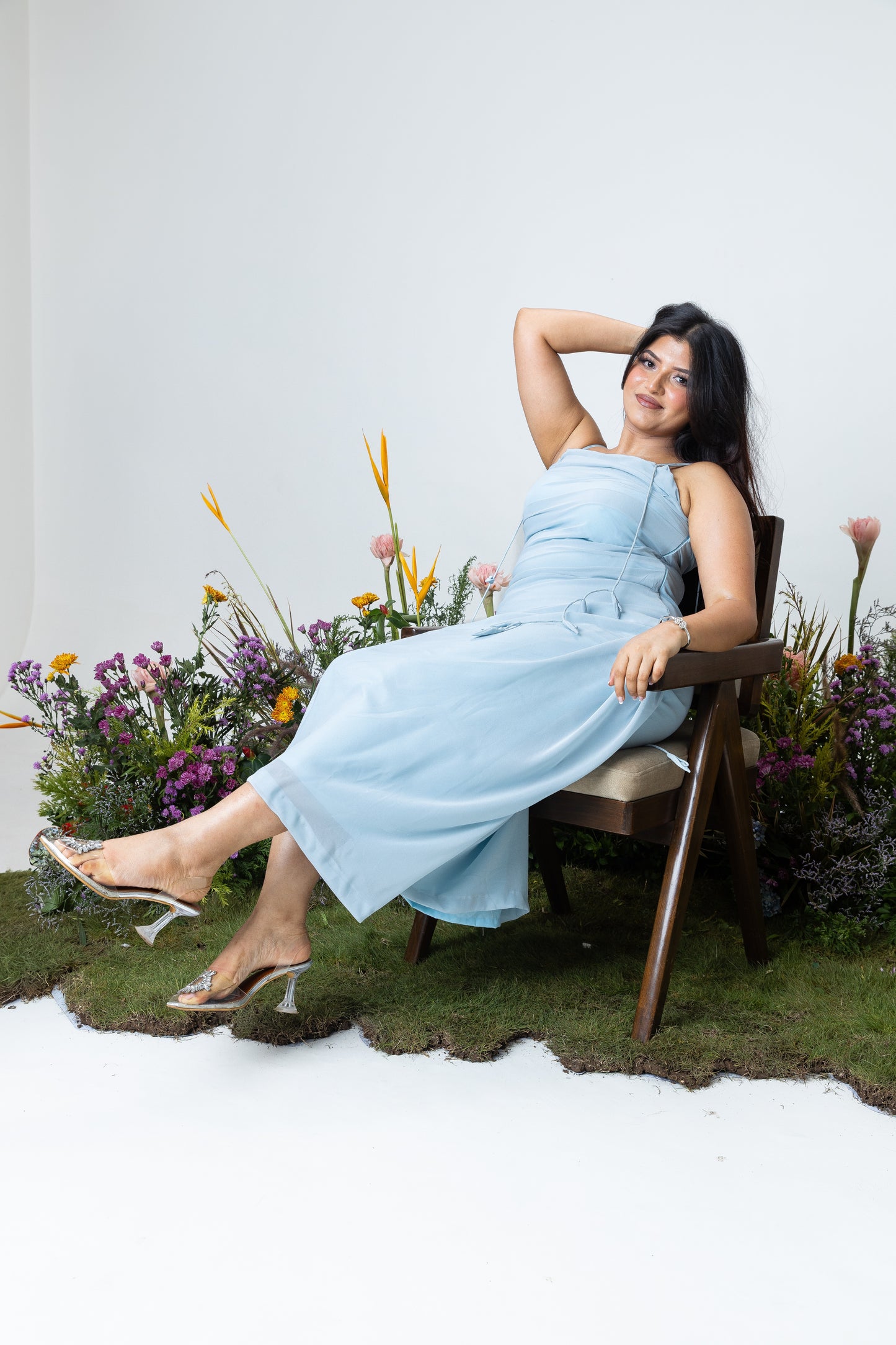 Lily Slip Dress in Ice Blue