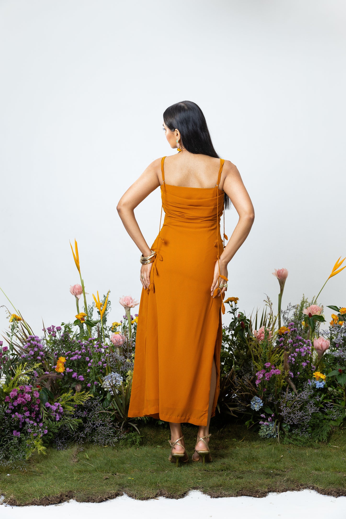 Lily Slip Dress in Orange