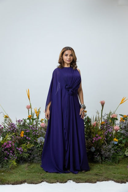 Rose Drape Dress in Purple
