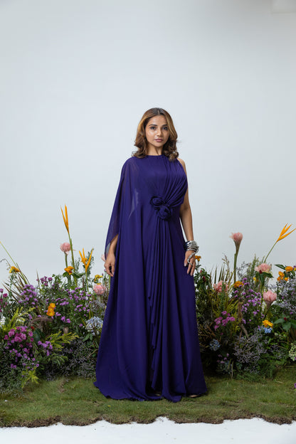 Rose Drape Dress in Purple