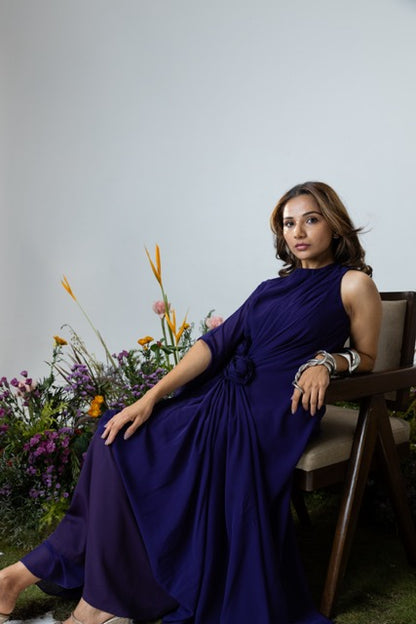 Rose Drape Dress in Purple